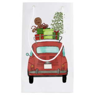 Red car with Christmas gifts Small Gift Bag