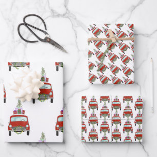 Red Car with Christmas Gifts Wrapping Paper