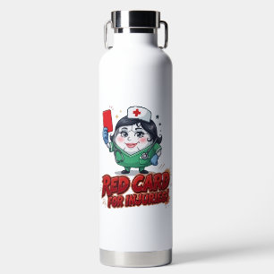 Red Card for Soccer Injuries Medic Cartoon Water Bottle