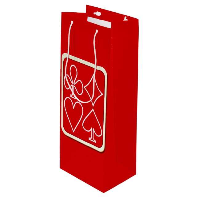 Red Card Suits Wine Gift Bag (Front Angled)