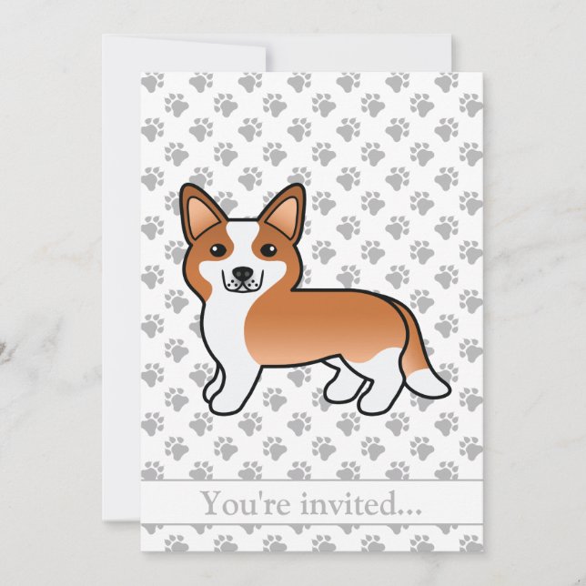 Red Cardigan Welsh Corgi Dog Birthday Party Invitation (Front)