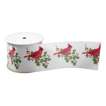 Red Cardinal and Holly Branch Pattern Christmas