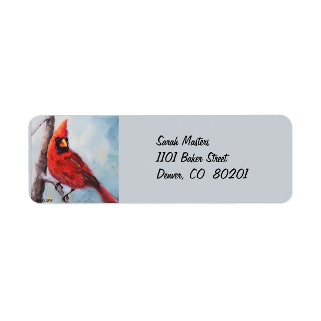 Red Cardinal Art Return Address Label (Front)