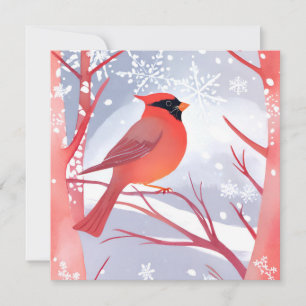 Red Cardinal   Beautiful Watercolor Painting Card