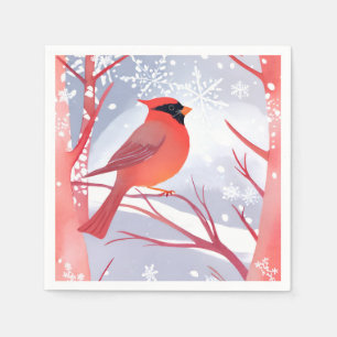 Red Cardinal   Beautiful Watercolor Painting Napkin