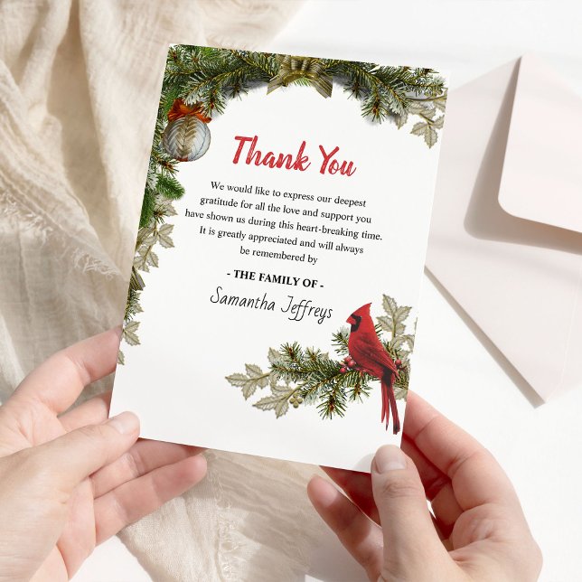 Red Cardinal Bereavement Thank You Note (Creator Uploaded)