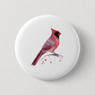 Red Cardinal Bird 6 Cm Round Badge