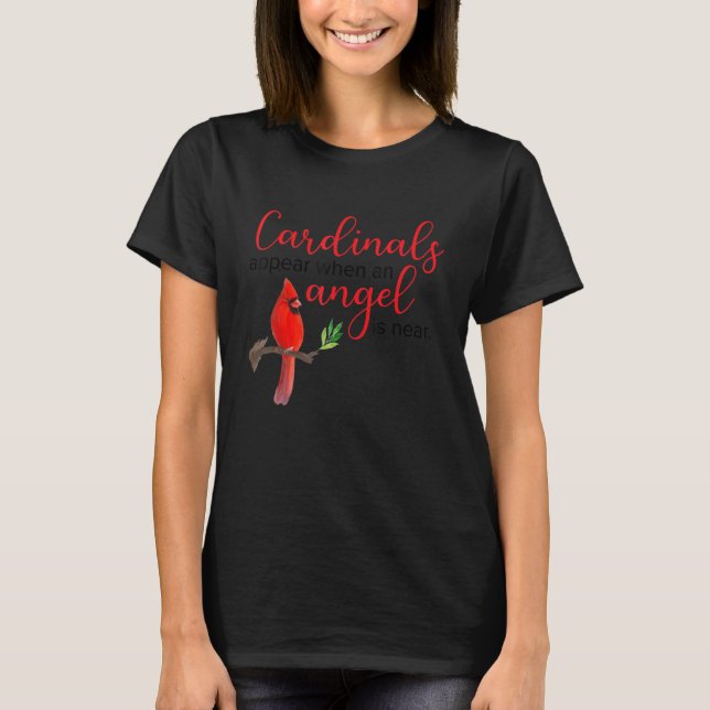 Red Cardinal Bird Angel Memorial Love Design T-Shirt (Front)