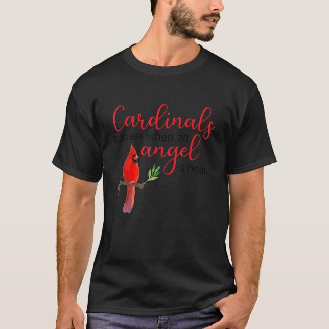 Red Cardinal Bird Angel Memorial Love Design T-Shirt (Front)