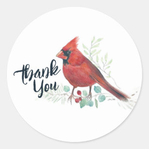 Red Cardinal Bird Art Classic Round Sticker