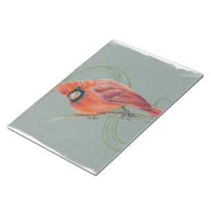 Red Cardinal Bird Art Drawing Notepad