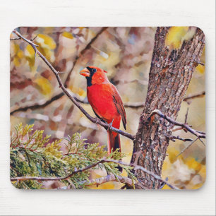 Red Cardinal Bird Art Mouse Pad