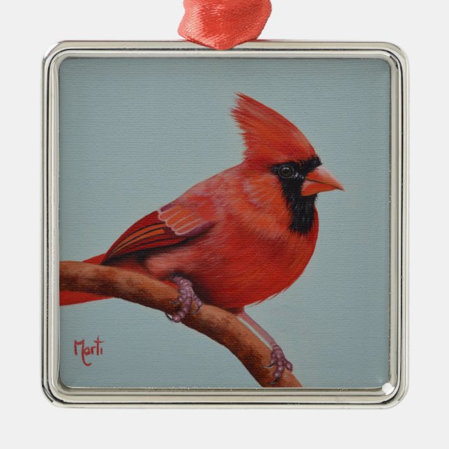 Red Cardinal Bird Christmas Ornament (Front)