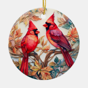 Red Cardinal Bird Christmas Personalised Ceramic Tree Decoration