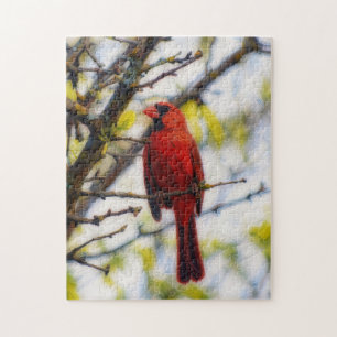 Red Cardinal Bird Close Up Nature Puzzle