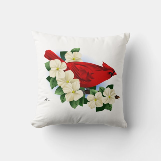 Red Cardinal Bird Cushion (Front)