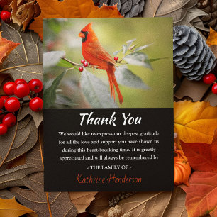 Red Cardinal Bird Funeral Photo Thank You