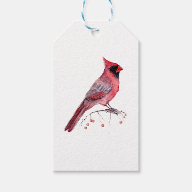 Red Cardinal Bird Gift Tags (Front)
