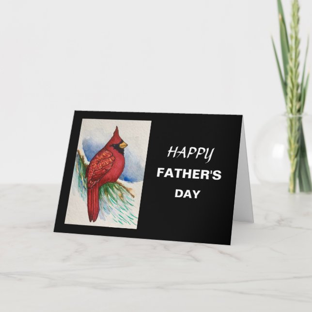 Red Cardinal Bird Happy Father's Day Card (Front)
