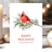 Red Cardinal Bird Happy Holidays Winter Christmas