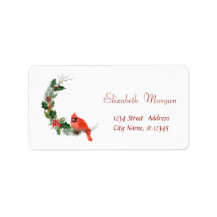 Red Cardinal Bird Holiday Label
