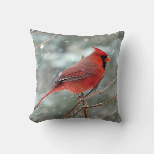 Red Cardinal Bird Home Decor Accent Throw Pillow (Front)