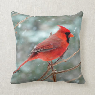 Red Cardinal Bird Home Decor Accent Throw Pillow