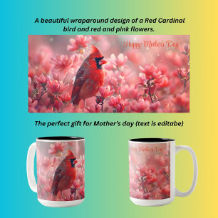 Red Cardinal bird mother's day  Two-Tone Coffee Mug