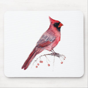 Red Cardinal Bird Mouse Mat