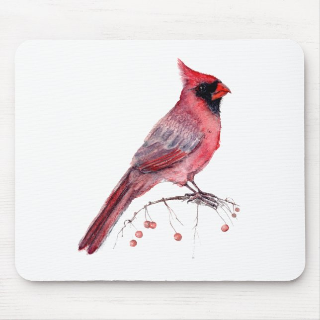 Red Cardinal Bird Mouse Mat (Front)