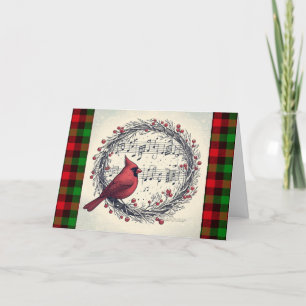 Red Cardinal Bird Musical Notes Berry Wreath