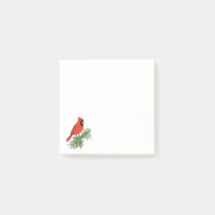 Red Cardinal Bird on Pine Tree Post-it Notes
