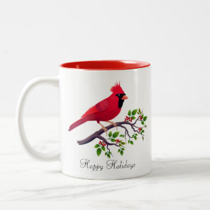 Red Cardinal Bird on Tree Branch Two-Tone Coffee M Two-Tone Coffee Mug