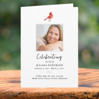 Red Cardinal Bird, Order of Service Funeral Photos