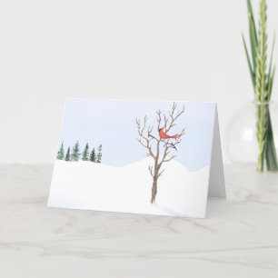 Red Cardinal Bird Peace On Earth Family Holiday Card