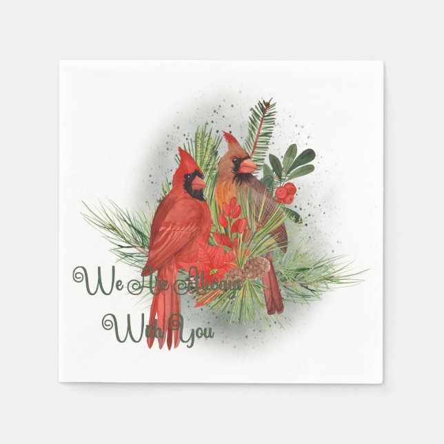 Red Cardinal Bird Remembering You Saying Napkin (Front)