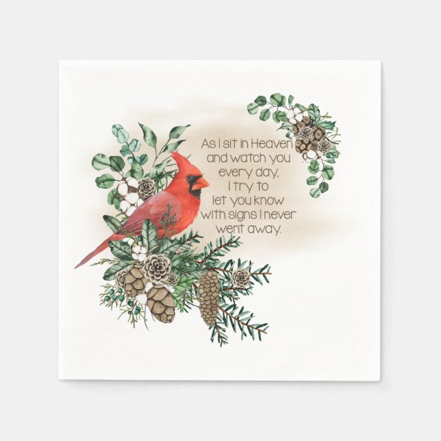 Red Cardinal Bird Remembering You Saying Napkin (Front)