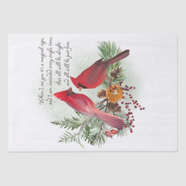 Red Cardinal Bird Remembering You Saying Tissue Paper (Front)