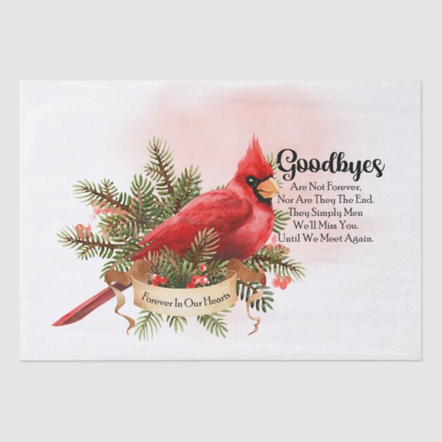 Red Cardinal Bird Remembering You Saying Tissue Paper (Front)