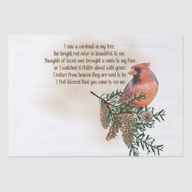 Red Cardinal Bird Remembering You Saying Tissue Paper (Front)