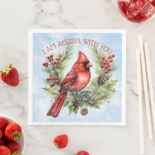 Red Cardinal Bird Remembering You Winter Christmas Napkin