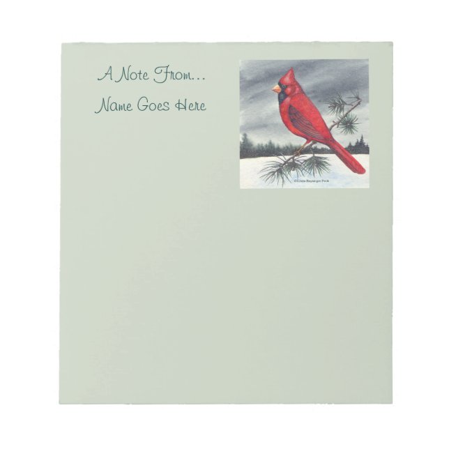 Red Cardinal Bird Right Notepad (Front)