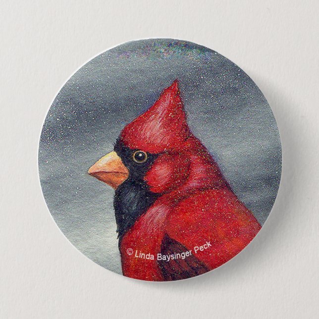 Red Cardinal Bird Round 7.5 Cm Round Badge (Front)