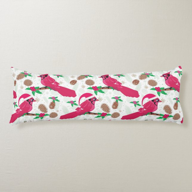 Red Cardinal Bird santa Body Cushion (Front)