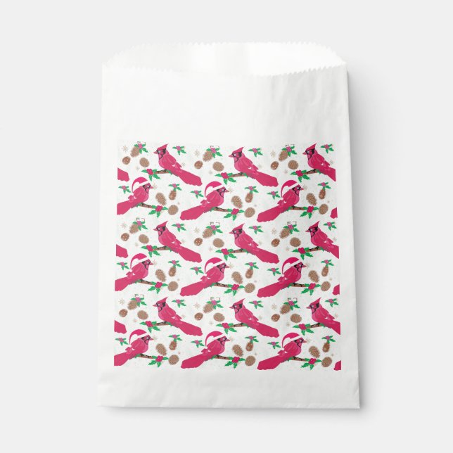 Red Cardinal Bird santa Favour Bags (Front)