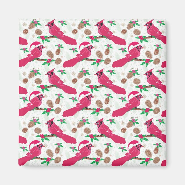 Red Cardinal Bird santa Magnet (Front)
