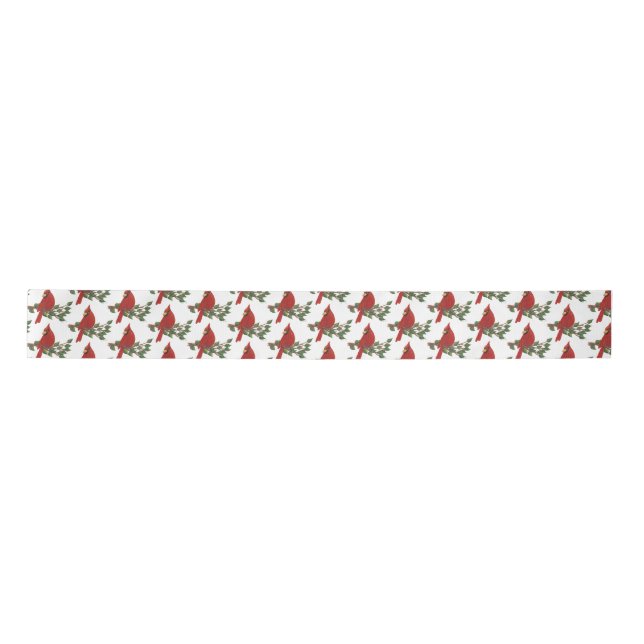 Red Cardinal Bird Satin Ribbon (Front)