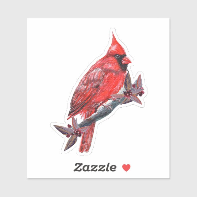 Red cardinal bird sticker Renee Lavoie (Sheet)