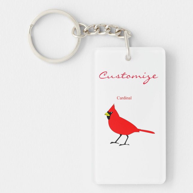 Red Cardinal Bird Thunder_Cove Key Ring (Front)