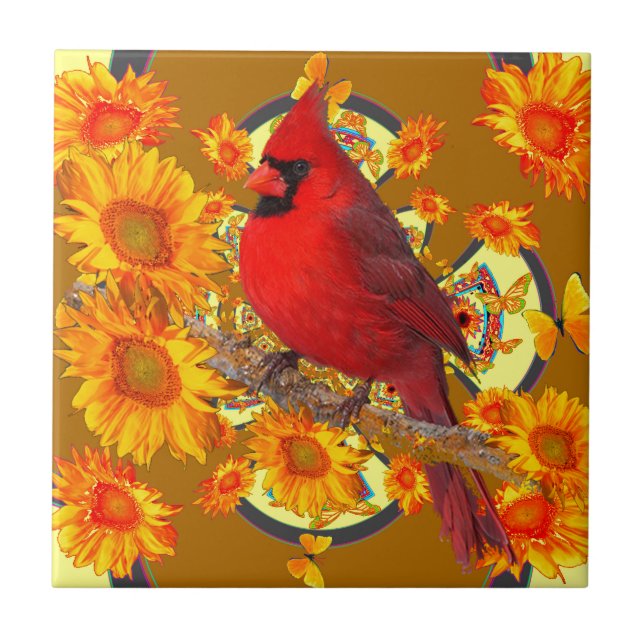 red cardinal bird tile (Front)